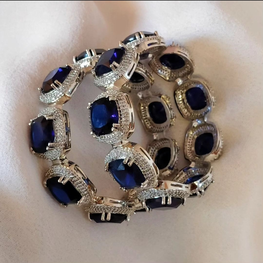 PAIR OF SAPPHIRE & ZIRCONS BANGLES