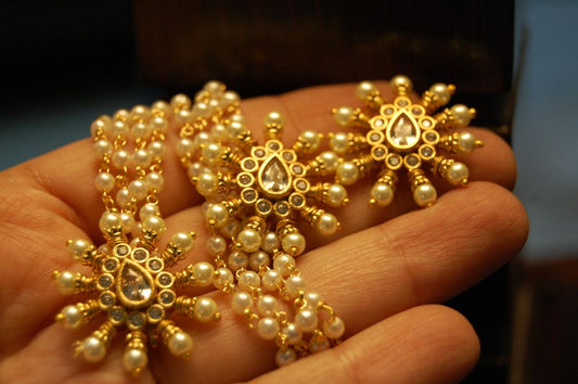 DELICATE KUNDAN & PEARLS PENDENT SETS