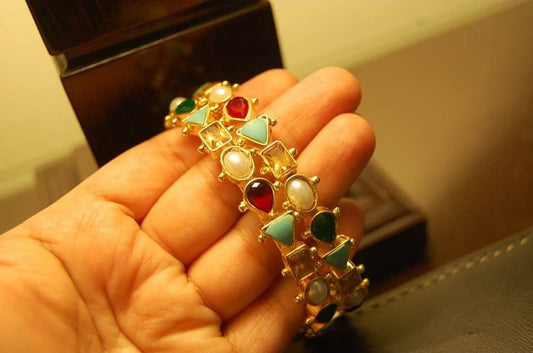 PAIR OF MULTI JEWELLED BANGLES