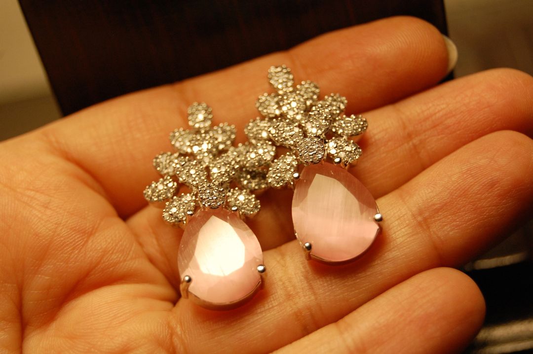 AMERICAN DIAMOND EARRINGS IN PINK