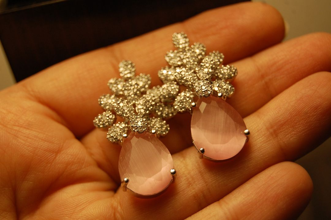 AMERICAN DIAMOND EARRINGS IN PINK