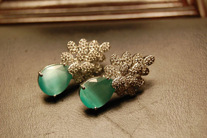 AMERICAN DIAMOND EARRINGS IN JADE GREEN