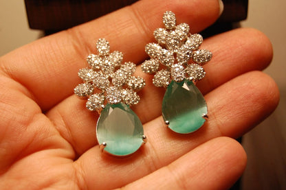 AMERICAN DIAMOND EARRINGS IN JADE GREEN