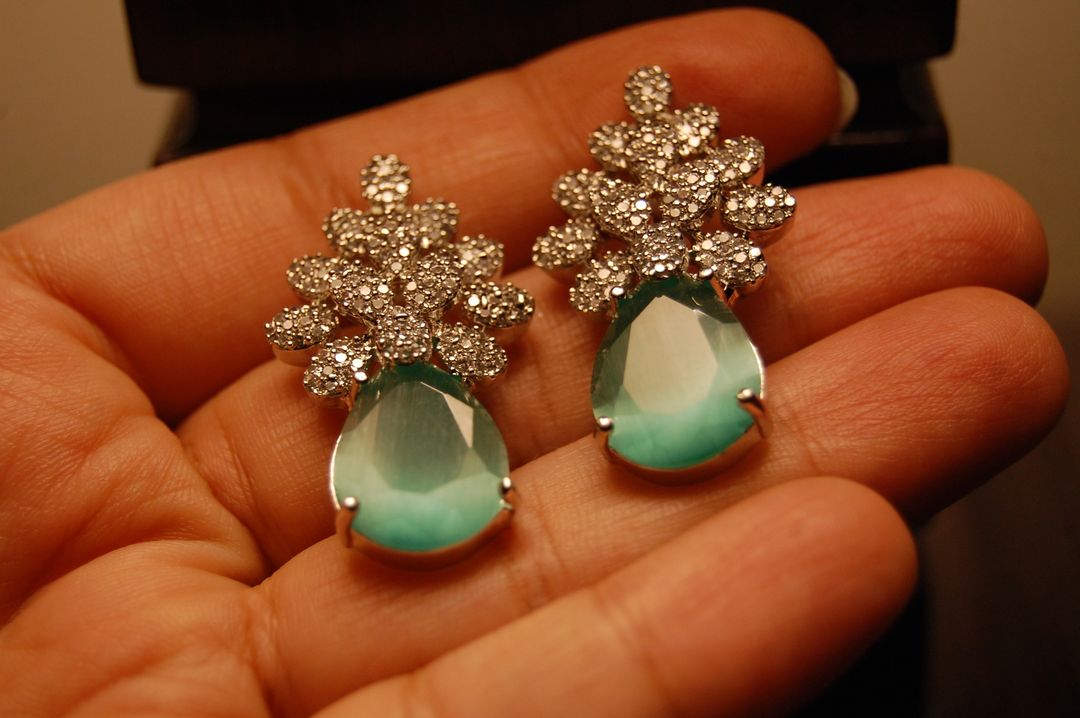 AMERICAN DIAMOND EARRINGS IN JADE GREEN