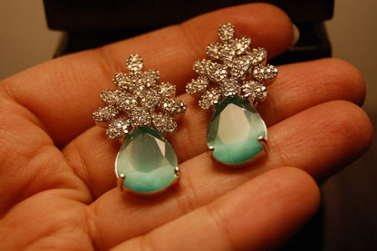 AMERICAN DIAMOND EARRINGS IN JADE GREEN