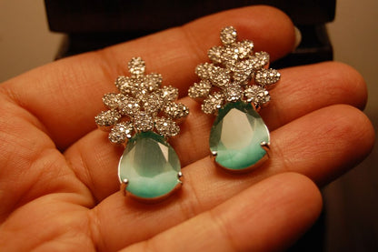 AMERICAN DIAMOND EARRINGS IN JADE GREEN