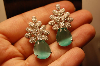 AMERICAN DIAMOND EARRINGS IN JADE GREEN