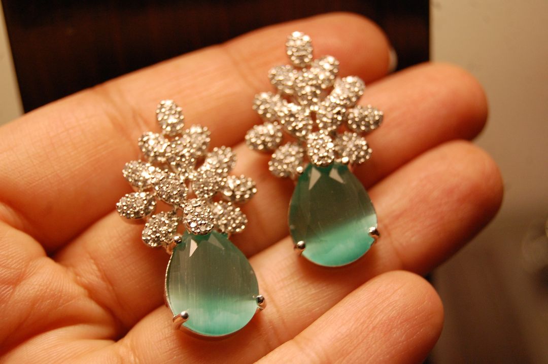 AMERICAN DIAMOND EARRINGS IN JADE GREEN