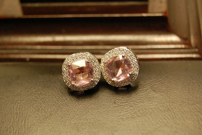 AMERICAN DIAMONDS PINK STUDS