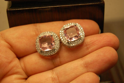 AMERICAN DIAMONDS PINK STUDS