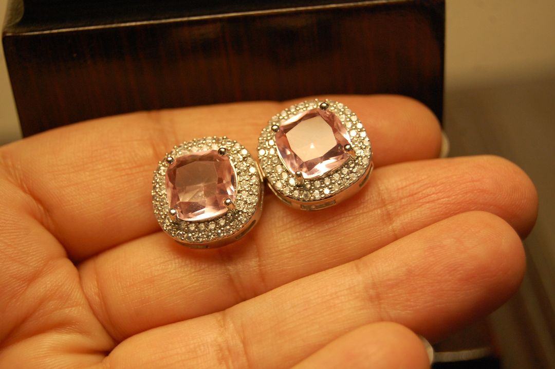 AMERICAN DIAMONDS PINK STUDS