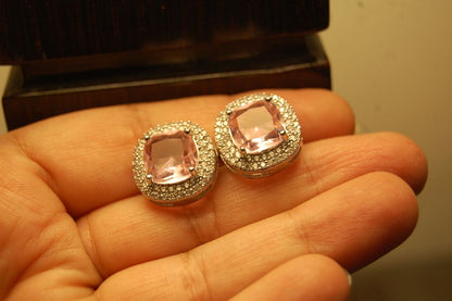 AMERICAN DIAMONDS PINK STUDS