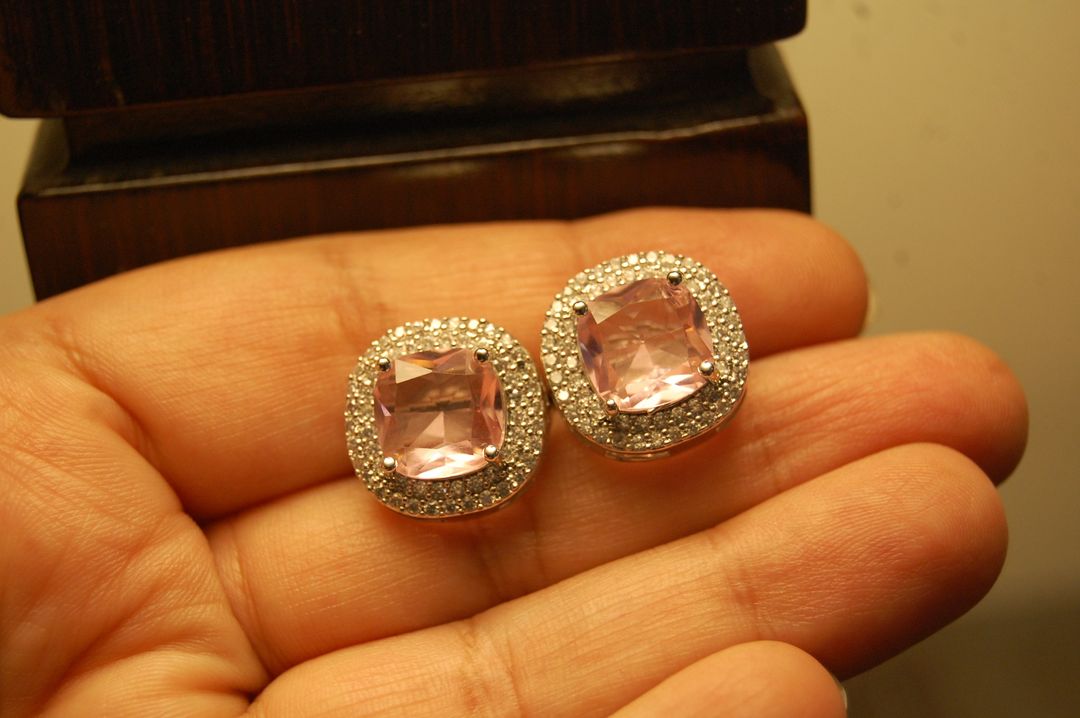 AMERICAN DIAMONDS PINK STUDS