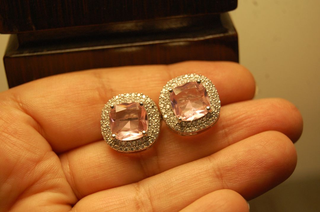 AMERICAN DIAMONDS PINK STUDS