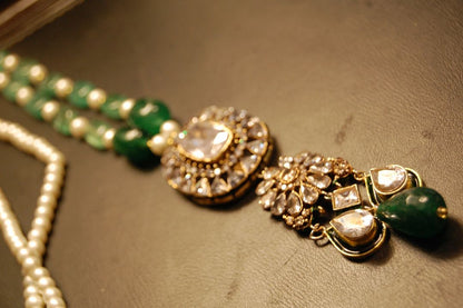 POLKI KUNDAN MALA IN  GREEN