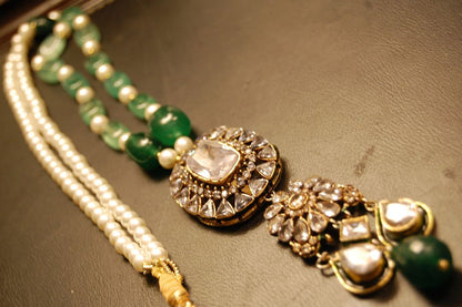 POLKI KUNDAN MALA IN  GREEN