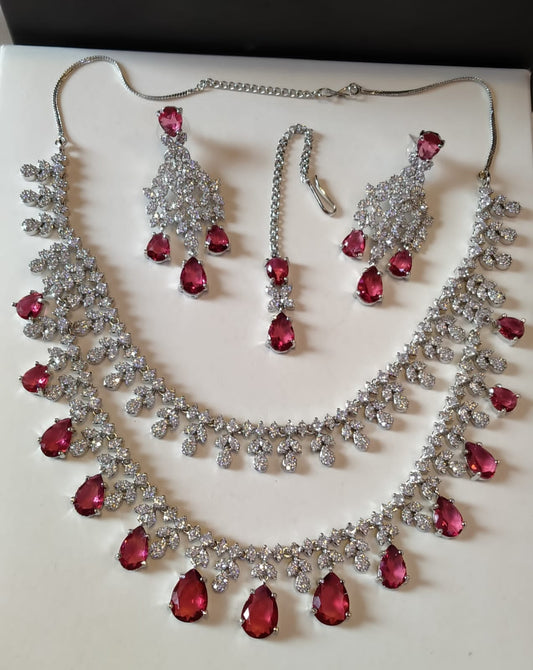 ELEGANT RUBY RED & ZIRCON SET