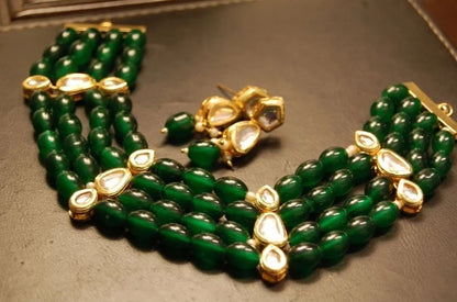 EMERALD GREEN & KUNDAN NECKLACE SET