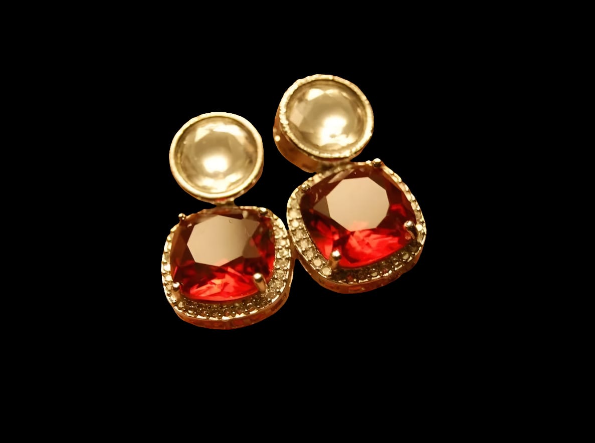 AMERICAN DIAMOND EARRINGS IN RUBY RED