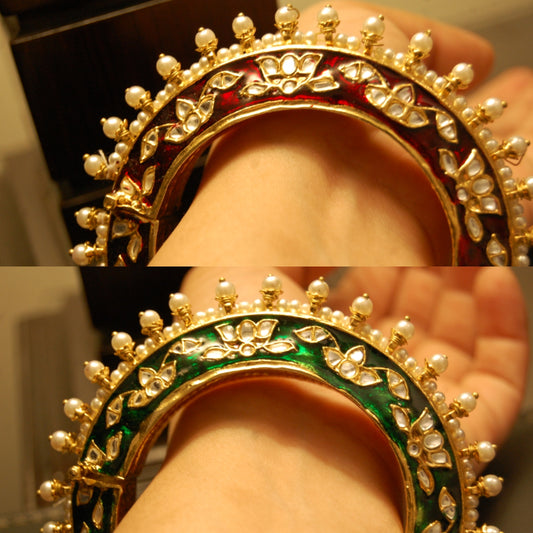 SINGLE, 3D MEENA & KUNDAN KARA , ONE SIDE GREEN OTHER RED MEENA