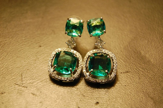 SEA GREEN  BLUE ZIRCON EARRINGS