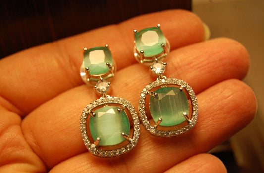 JADE GREEN ZIRCON EARRINGS