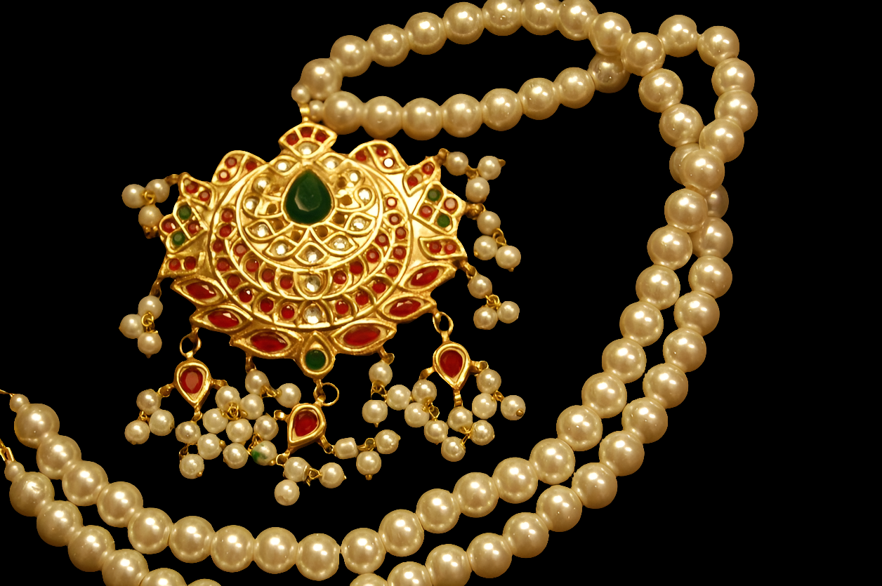 GREEN & RED KUNDAN MALA