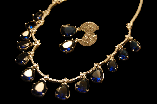 ELEGANT AMERICAN DIAMOND SET WITH SAPPHIRE BLUE