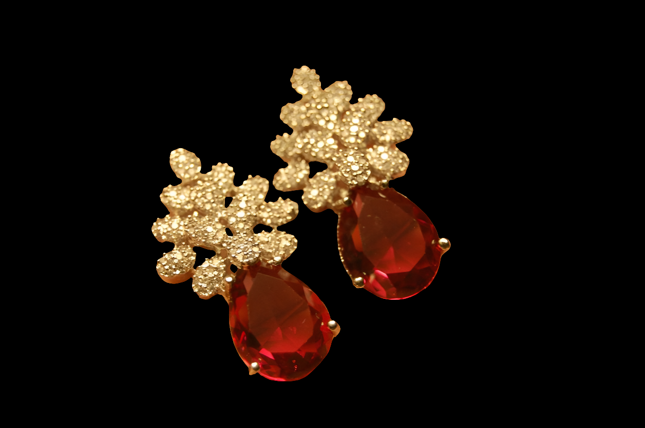 AMERICAN DIAMOND EARRINGS IN RED