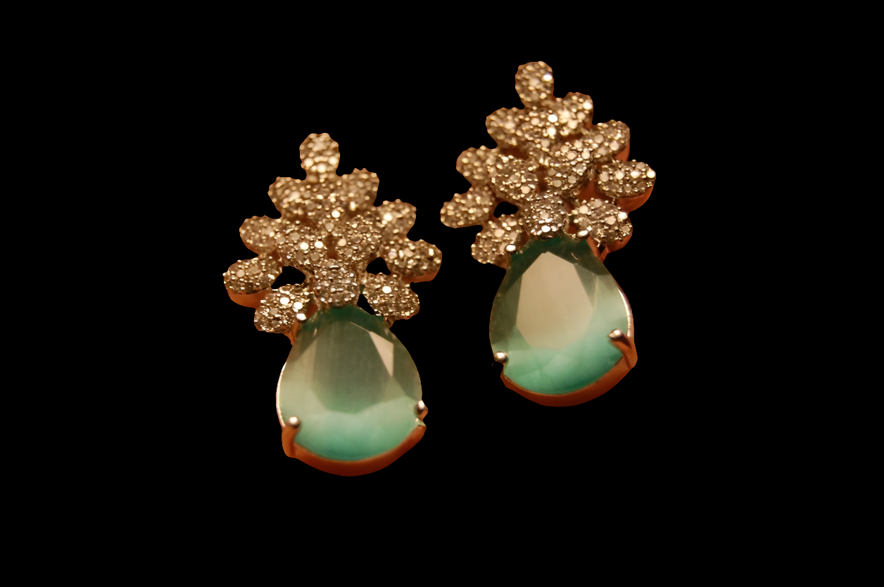 AMERICAN DIAMOND EARRINGS IN JADE GREEN