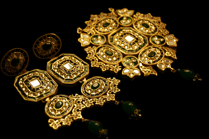 TRADITIONAL MEENA & KUNDAN MALA SET IN BLUE & GREEN