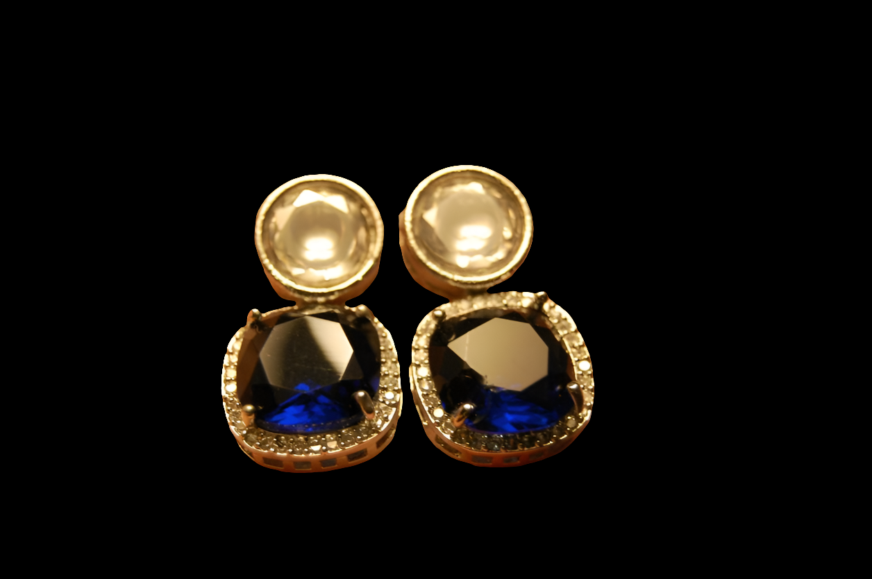 AMERICAN DIAMOND EARRINGS IN SAPPHIRE BLUE