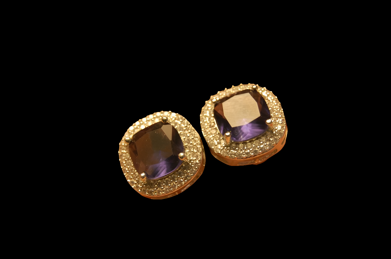 AMERICAN DIAMONDS PURPLE STUDS