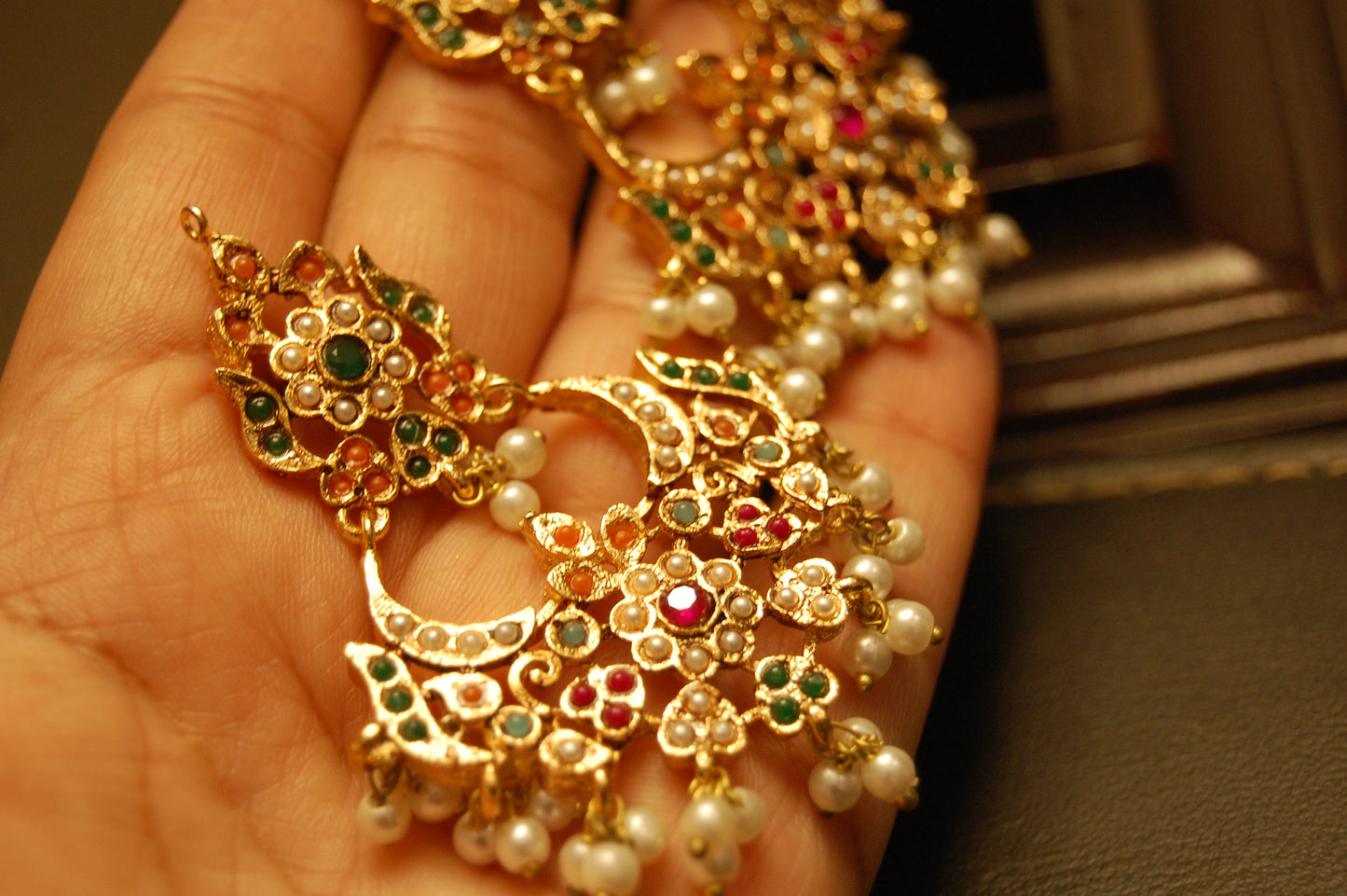 TRADITIONAL FLORAL NAURATAN EARRINGS