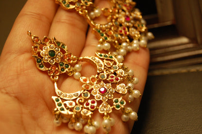 TRADITIONAL FLORAL NAURATAN EARRINGS