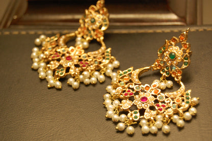 TRADITIONAL FLORAL NAURATAN EARRINGS