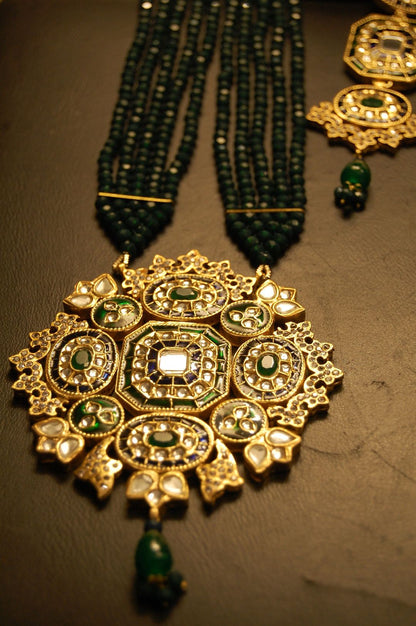 TRADITIONAL MEENA & KUNDAN MALA SET IN BLUE & GREEN