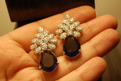 AMERICAN DIAMOND EARRINGS IN AMETHYST PURPLE