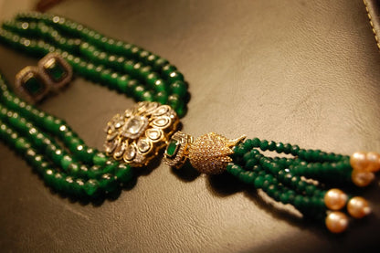 EMERALD GREEN LONG MALA WITH TUSSEL