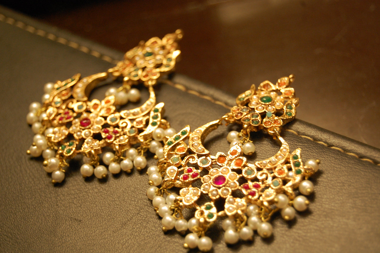 TRADITIONAL FLORAL NAURATAN EARRINGS