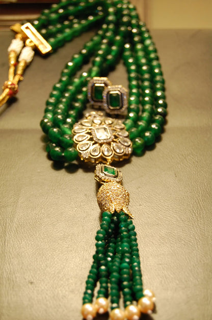 EMERALD GREEN LONG MALA WITH TUSSEL