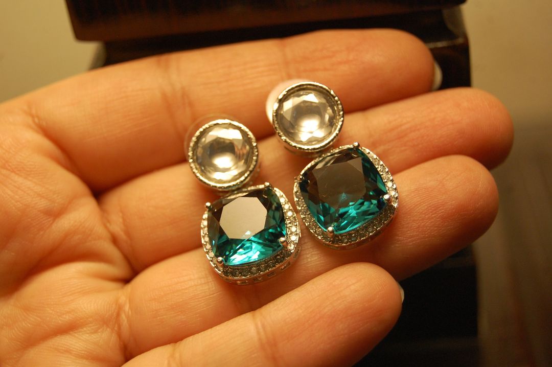 AMERICAN DIAMOND EARRINGS IN DEEP TURQUOISE