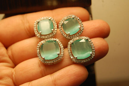 AMERICAN DIAMOND EARRINGS IN JADE GREEN