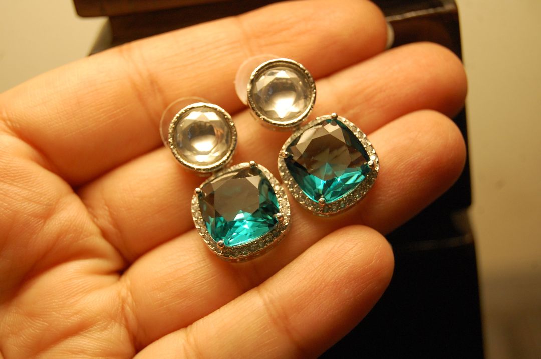 AMERICAN DIAMOND EARRINGS IN DEEP TURQUOISE