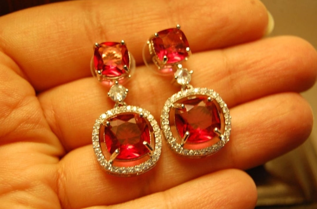 RED ZIRCON EARRINGS