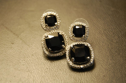 AMERICAN DIAMOND EARRINGS IN BLACK