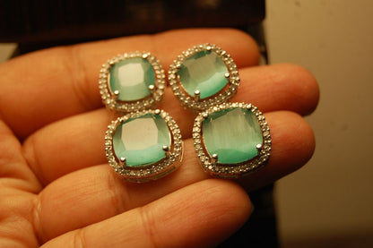 AMERICAN DIAMOND EARRINGS IN JADE GREEN