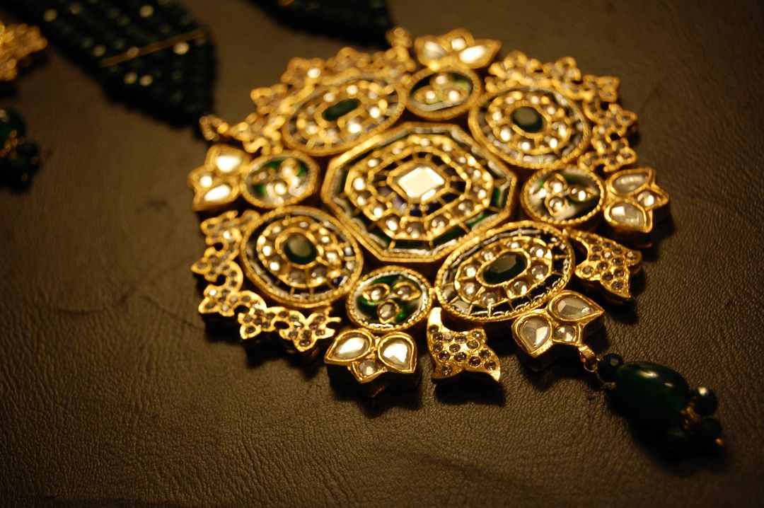 TRADITIONAL MEENA & KUNDAN MALA SET IN BLUE & GREEN