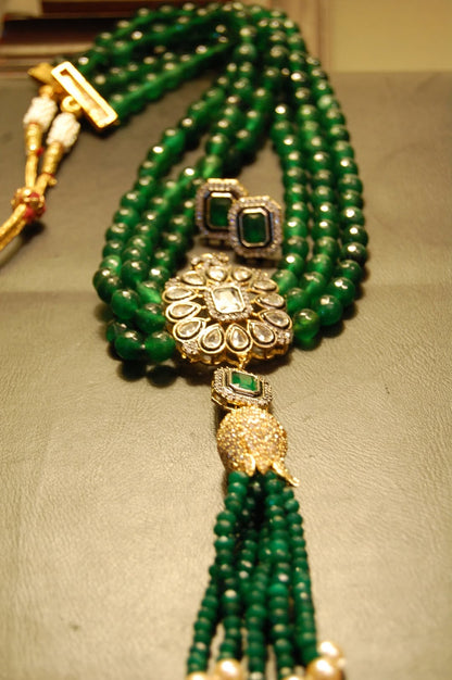 EMERALD GREEN LONG MALA WITH TUSSEL