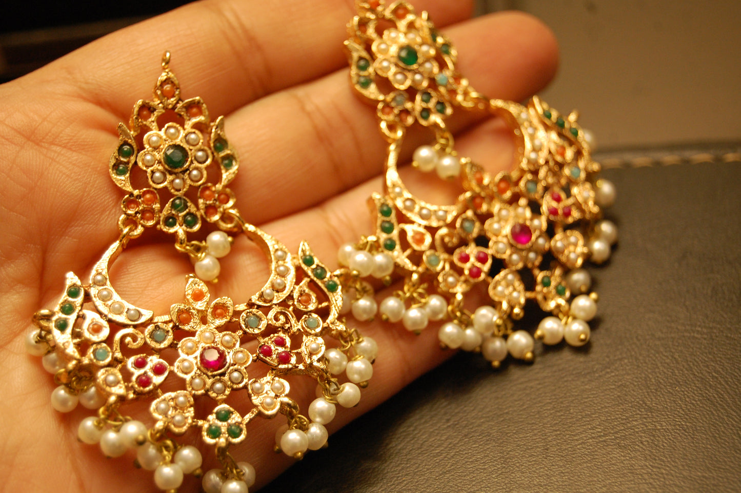 TRADITIONAL FLORAL NAURATAN EARRINGS